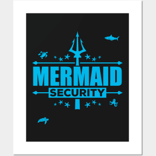 Mens Mermaid Security Funny Dad Swimming party Gift product Posters and Art